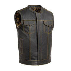 FIM694PM-The Cut Men's Motorcycle Leather Vest, Multiple Color Options