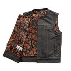 FIM694PM-The Cut Men's Motorcycle Leather Vest, Multiple Color Options