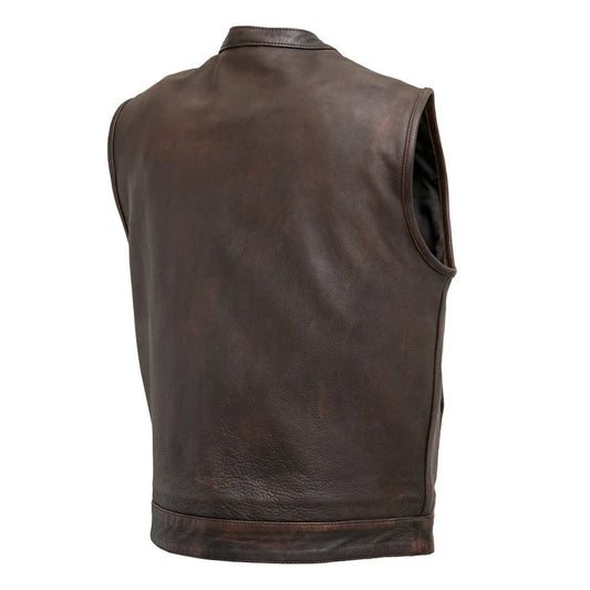 FIM621CV-Top Rocker Men's Motorcycle Leather Vest