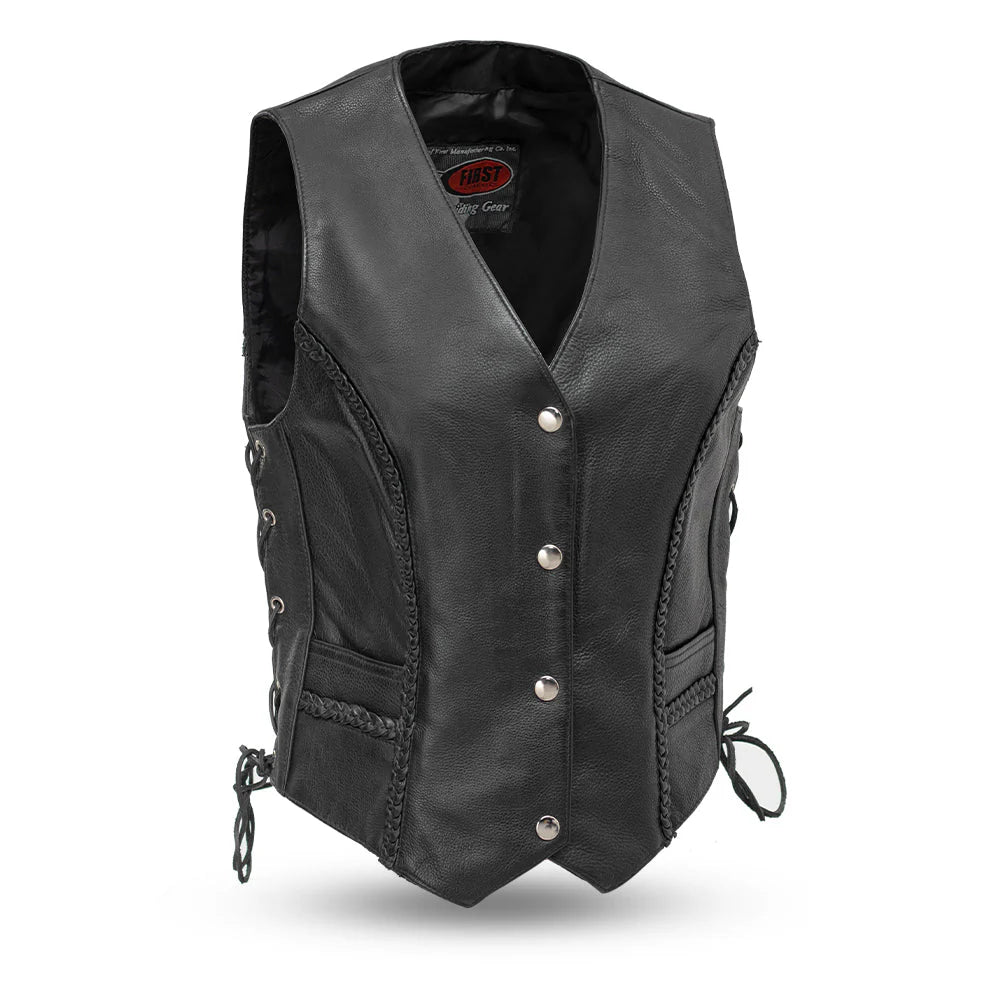 FIL508CFD-Trinity Women's Motorcycle Western Style Leather Vest