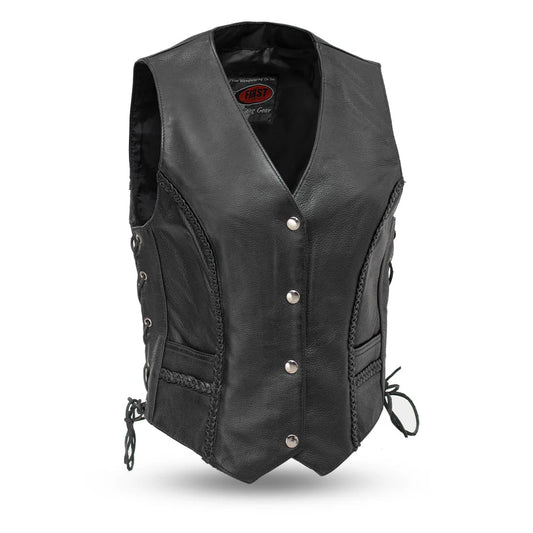 FIL508CFD-Trinity Women's Motorcycle Western Style Leather Vest