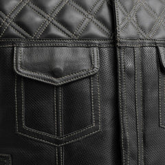 FIM653PERF-BBLK-Upside Perforated Men's Club Style Leather Vest