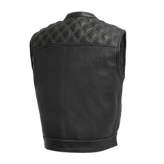 FIM653PERF-BBLK-Upside Perforated Men's Club Style Leather Vest
