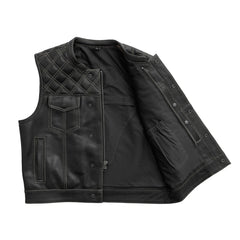 FIM653PERF-BBLK-Upside Perforated Men's Club Style Leather Vest