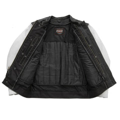 CUS265CDMZ-BLKWH-Vincent Men's Cafe Style Leather Jacket