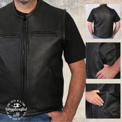 Milwaukee Leather USA MADE MLVSM5001 Men's Black Steerhide Premium Leather Motorcycle Club Style Vest