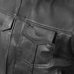Milwaukee Leather USA MADE MLVSM5004 Men's Black 'Chaos' Premium Dual Closure Motorcycle Leather Vest