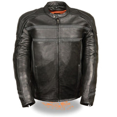Milwaukee Leather ML2083 Men's Black Premium Leather Vented Motorcycle Rider Jacket with Reflective Piping
