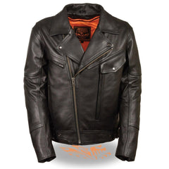 Milwaukee Leather MLM1570 Men's Black Premium Cowhide Leather Utility Pocket Motorcycle Jacket