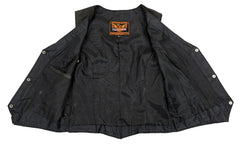 Milwaukee Leather XS1253 Women's Classic Black Leather Vest with Buffalo Nickel Snap Buttons