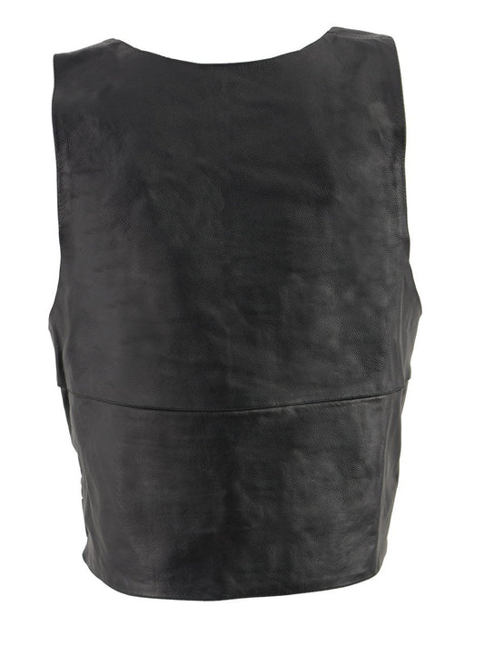 Milwaukee Leather SH1367LZ Women's Black Leather Swat Style Rider Vest w/ Plain Back Panel for Club Patches