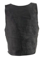 Milwaukee Leather SH1367LZ Women's Black Leather Swat Style Rider Vest w/ Plain Back Panel for Club Patches