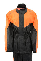 NexGen Ladies XS5001 Black and Orange Water Proof Rain Suit with Reflective Piping